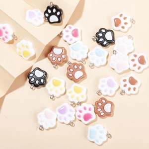 DIY cartoon cat paw resin charms for necklaces and bracelets in various colors