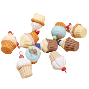 Colorful resin cupcake charms with cream textures and silver loops for DIY jewelry