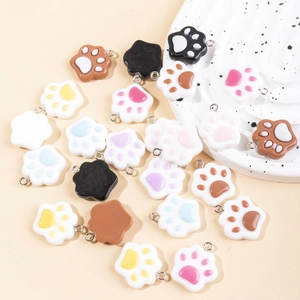 Colorful resin paw charms for DIY jewelry making and craft projects for necklaces