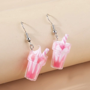 Creative Simulation Ice Cream Sundae Milkshake Acrylic Drop Earrings For Women Girls Sweet Cute Food Jewelry Accessory