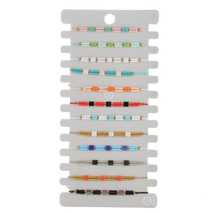 Lot de 12 bracelets en perles faits main avec cordons tressés ajustables sur carte support