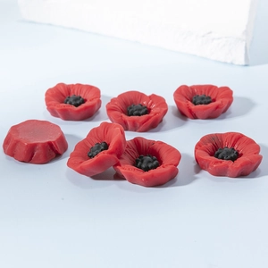 Accessoires de Bijoux DIY Coquelicot en Résine Rouge Cabochons Floraux Botaniques Vintage pour Broche Boucles d'Oreilles Femme Artisanat