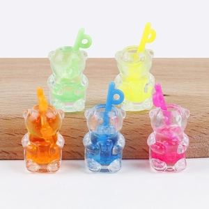 DIY colorful resin bear-shaped mini drink charms for crafts and phone case decorations