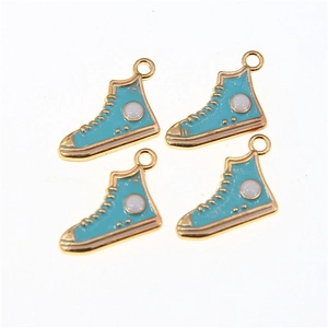Sky blue enamel canvas shoe pendants made of alloy for DIY jewelry necklace making