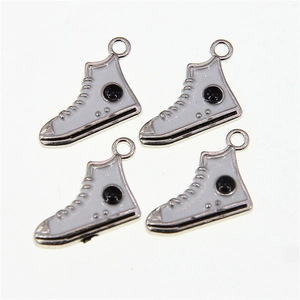 Miniature white enamel high-top sneaker charms for DIY jewelry making accessories set