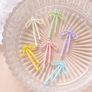 Colorful macaron style bow pendants in six soft shades for DIY jewelry making and crafts