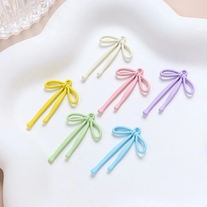 Colorful alloy bow pendants in macaron shades for DIY necklaces and bracelets making