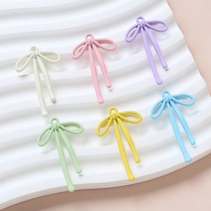 Colorful macaron alloy bow pendants for DIY jewelry necklaces and bracelets