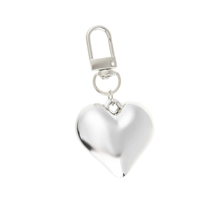 Polished silver heart pendant keychain with spring buckle for bags and keys