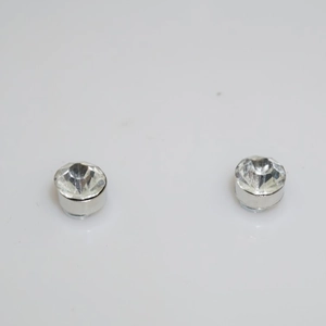 Set of sparkling 6mm magnetic stud earrings with round multi-faceted crystals for non-pierced ears