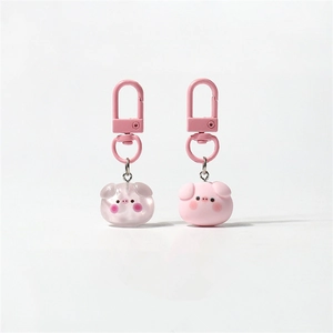 Cute Resin Cartoon Pig Head Keychain Pink Animal Bag Charm Versatile Minimalist Key Ring For Women Girl Handbag Accessory