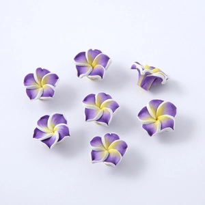 Leuchtende lila-gelbe 15mm Frangipani-Perlen für DIY-Schmuck und Bastelarbeiten