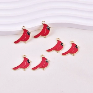 Rode vogelhangers met gouden randen en dubbele lussen voor DIY-sieraden maken