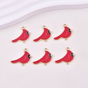 Rode kardinaal emaille hangers van metaallegering voor DIY sieraden en halskettingen