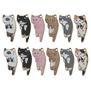 Pendentifs en Alliage d'Émail de Chat de Dessin Animé pour la Fabrication de Bijoux DIY Collier Bracelet Charmes d'Animaux Mignons