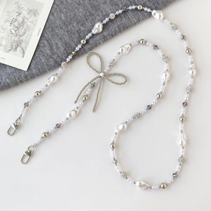 Elegant Crossbody Phone Strap Faux Artificial Pearl Bowknot Beads Lanyard Chain For Cell Phone Case Bag Accessory Fashion Jewelry