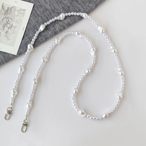Baroque irregular pearl chain strap with silver lobster clasps for phones and bags