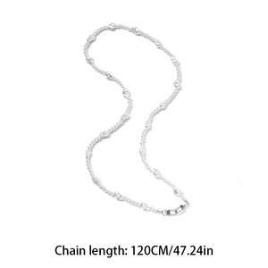 Baroque irregular pearl crossbody chain for phone case 120cm length with silver clasp