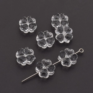 Faceted transparent acrylic clover beads with center drill holes for DIY jewelry