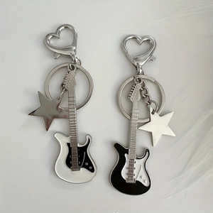 Subculture guitar and star bag charms with heart lobster clasp for cool girl aesthetics