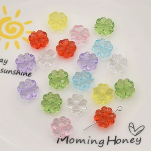 Mixed color acrylic clover beads for DIY jewelry making with faceted clover flower charms