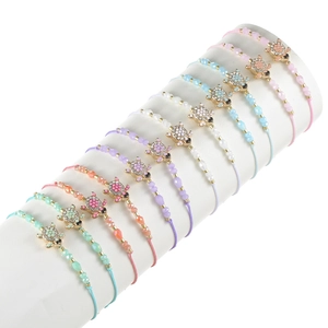 Colorful turtle beaded charm bracelets set with 12 pieces in assorted macaron shades