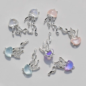 DIY jellyfish alloy pendants with glitter resin heads in multiple vibrant colors