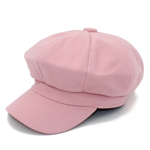 Klassische rosa Schiebermütze aus Wolle mit achteckigem Design für Damen