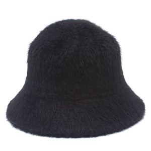 Chapeau bob d'hiver en fausse fourrure noire pour femme au style japonais minimaliste
