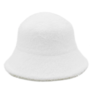 Chapeau de pêcheur en fausse fourrure blanche, bob d'hiver épais et élégant pour femme