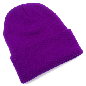 Berretto classico viola in maglia con calda trama acrilica per autunno e inverno stile