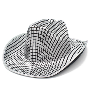 Classic black and white checkered cowboy hat for parties and stage performances