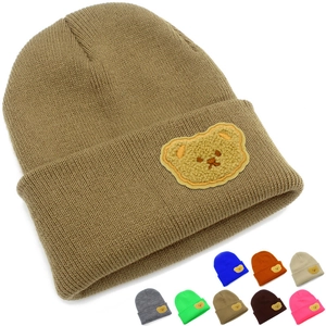 Berretto Invernale Caldo In Maglia Unisex Con Simpatica Toppa Di Peluche A Forma Di Orso Cartone Animato Cappello Per Uso Quotidiano