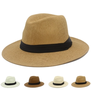 Classic Panama Straw Hat Men Women Wide Brim Fedora Summer Beach Sun Protection Breathable Woven Outdoor Vacation Hat Black Band
