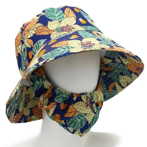 Cappello da Pescatore da Donna con Protezione Solare Stampa Floreale Copertura Viso Collo Tesa Larga Protezione UV Estate