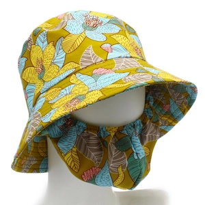 Cappello da sole da donna anti-UV con stampa floreale e protezione per il collo