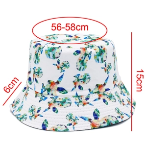 Detailed view of white cartoon rabbit sun hat with size guide 56-58cm for summer