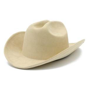 Classic beige western cowboy hat with cattleman crease and curved brim for men and women