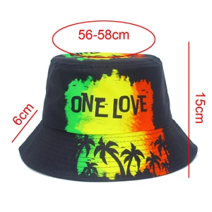 Detailed size chart for One Love bucket hat showing 56-58cm head circumference