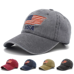 Vintage Washed Cotton Baseball Cap USA Flag Embroidery Distressed Adjustable Sun Hat For Men Women Outdoor Casual Streetwear