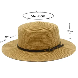 Size detail for the straw boater hat with 8cm brim and 12cm height dimensions