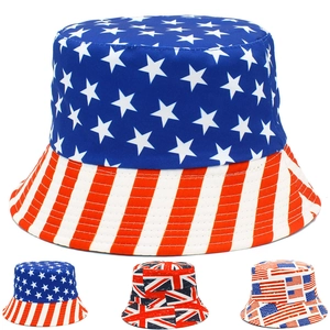 Reversible Cotton Bucket Hat US British Flag Pattern Outdoor Summer Beach Sunshade Foldable Streetwear Basin Hat For Men Women
