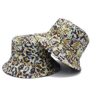 Fashion Reversible Leopard Print Bucket Hat Men Women Cotton Blend Double Sided Sun Protection Outdoor Leisure Sun Hat