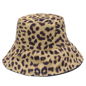 Fashion Leopard Print Bucket Hat For Women Double Sided Wear Cotton Foldable Wide Brim Sun Protection Fisherman Hat Casual Beach Cap