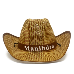 Chapeau de cowboy en paille pour homme avec large bord et ruban pour protection solaire
