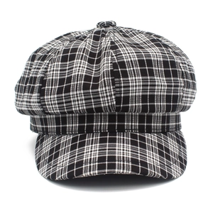 Casquette gavroche classique à carreaux noir et blanc avec couronne octogonale rétro chic