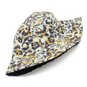 Fashionable double-sided leopard print bucket hat for men and women outdoor sun protection