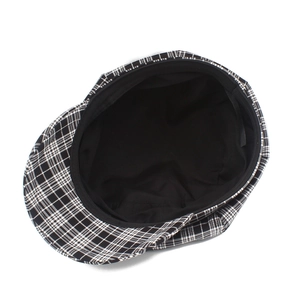 Casquette gavroche classique à carreaux noir et blanc avec doublure et coutures de qualité