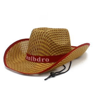 Chapeau de paille de cowboy pour homme avec large bord et cordon réglable pour la plage et le plein air