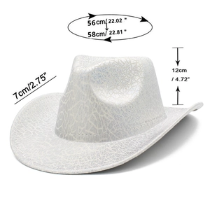 Detailed size chart of jazz hat showing 56-58cm head girth and 7cm brim width